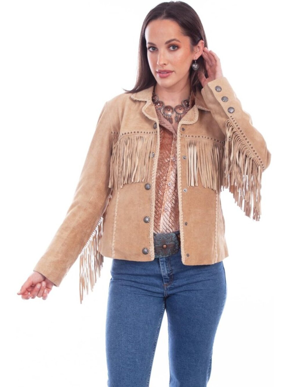 Old Rust Womens Suede Fringe Jacket
